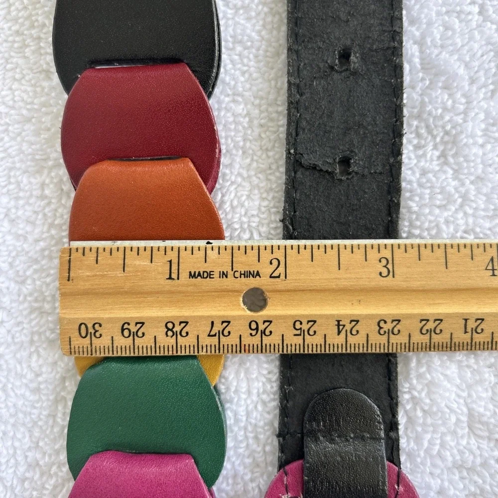 Leather Belt Rainbow Colored Size Large 32 Accent‎ Statement